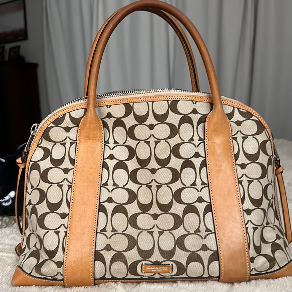 Vintage Coach monogram canvas shoulder bag